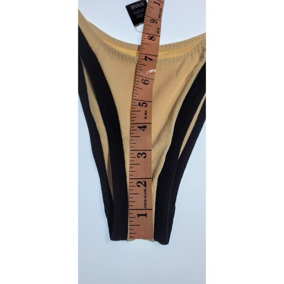 SAME Los Angeles Bottom Swim  Womens High Rise Solid Size XS Faux Suede Beige - Picture 6 of 7